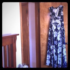 Navy and white floral dress